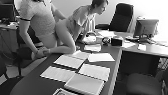 Boss Secretly Films Himself Seducing And Kissing His Petite Secretary On The Office Desk