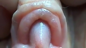 Intense Close-Up Of A Girl Pleasuring Herself With Her Big Pussy And Big Clitoris