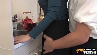 Brunette Babe With Big Natural Tits Gets Her Hairy Pussy Toyed By Her Boss