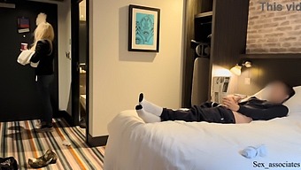 Hotel Maid Helps Exhibitionist Jerk Off In Public