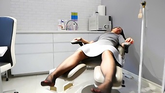 A Sexually Aroused Beautician Services A Client'S Feet