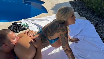 Kali Roses And Teddy Tarantino In A Poolside Scene With A Blonde Beauty.