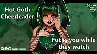 Sensual Solo Female Goth Cheerleader'S Erotic Performance With Squad Cameos
